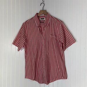 Sea Isle by Arrow VTG Red White Striped Button-Down Shirt Coastal Nautical L